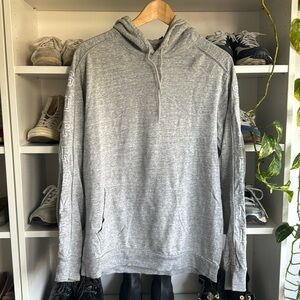 SUPREME HOODED SLEEVE STRIPE TOP GREY SIZE MEDIUM